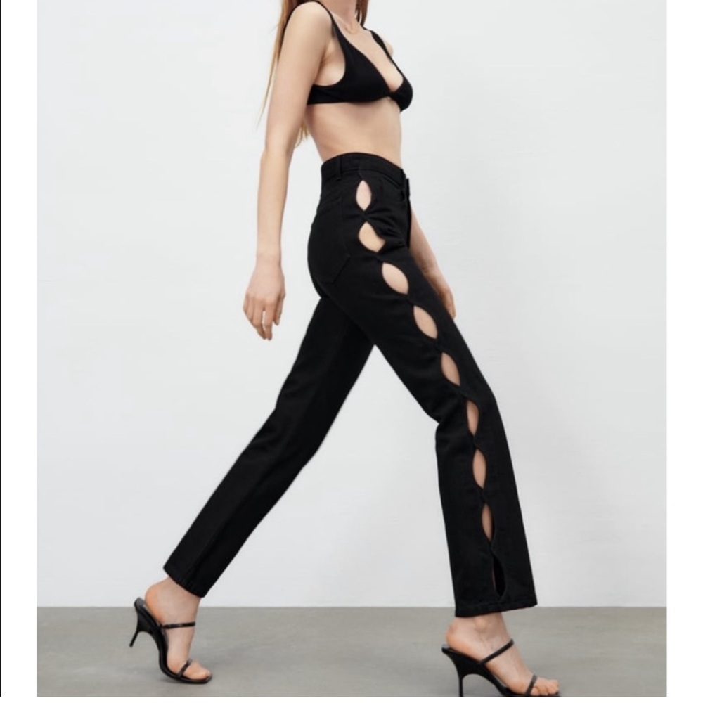 Zara Black Cut-Out Women's Pants